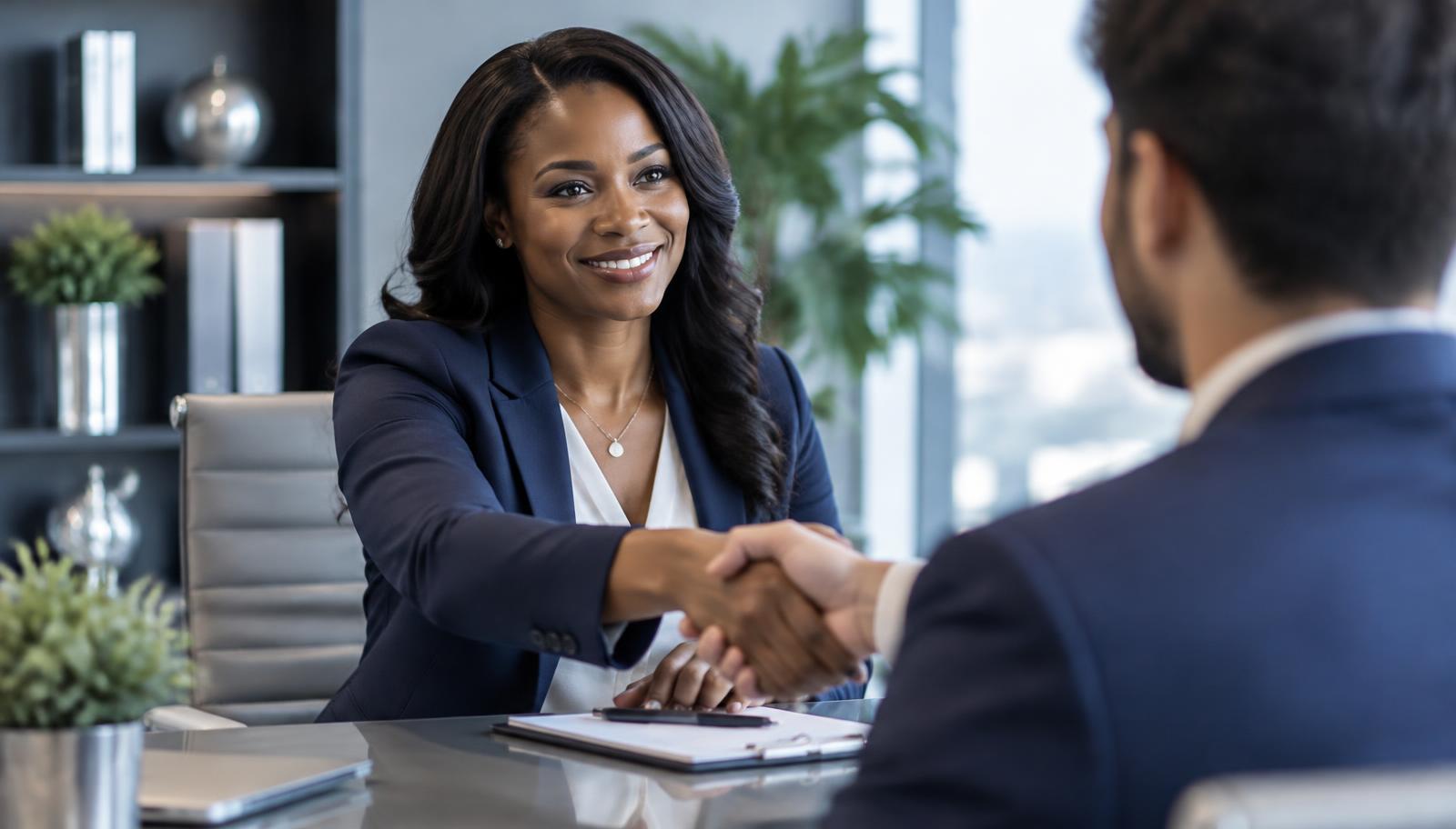 Interview conversation in a modern office